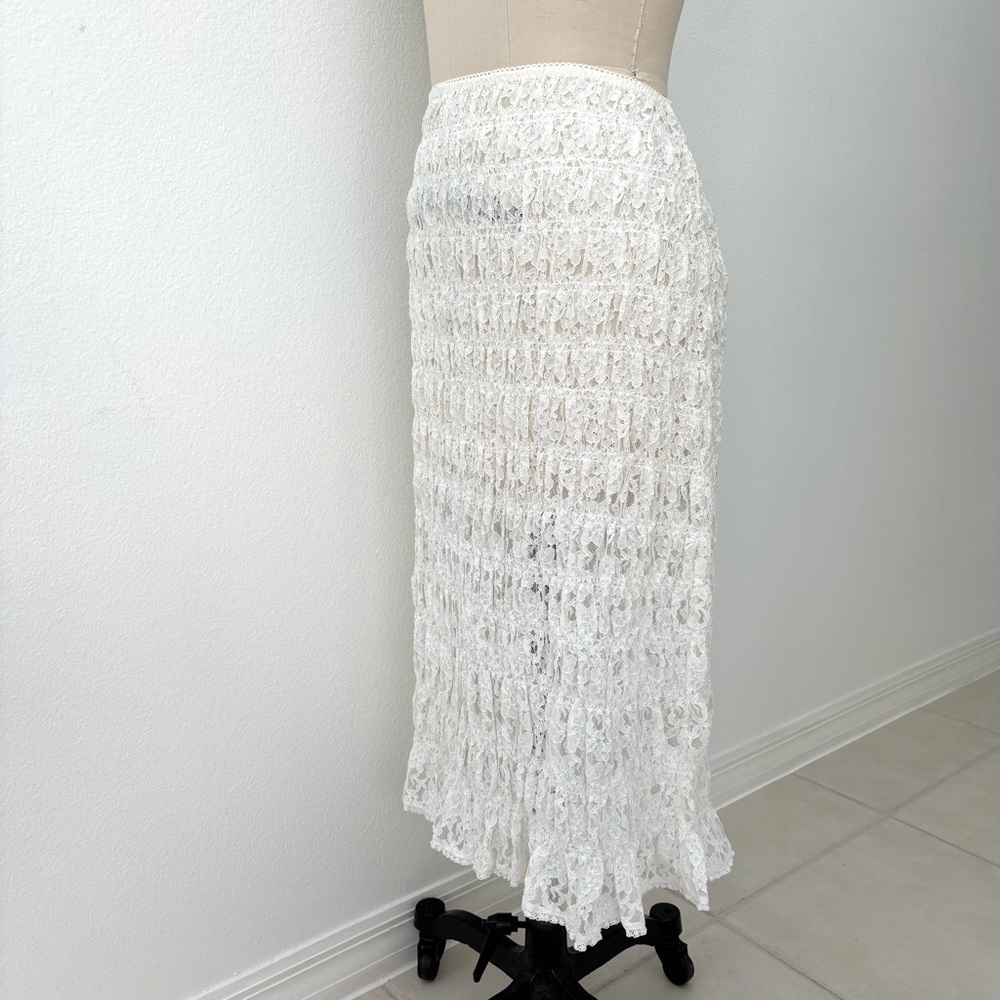 DÔEN Rachelle Salt Lace Midi Skirt NWT Cream Luxury Elastic Waist Collectible L - Picture 5 of 9